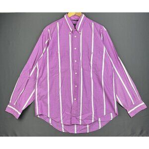 Vintage 90s Nautica Sailing Gear Long Sleeve Button Up Shirt Pink Stripes